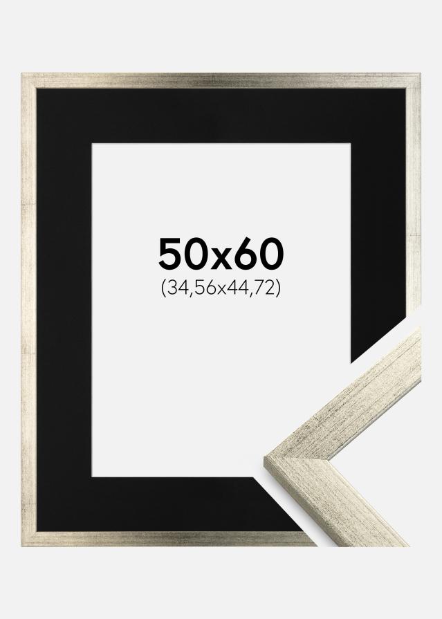 Ram med passepartou Frame Stilren Silver 50x60 cm - Picture Mount Black 14x18 inches