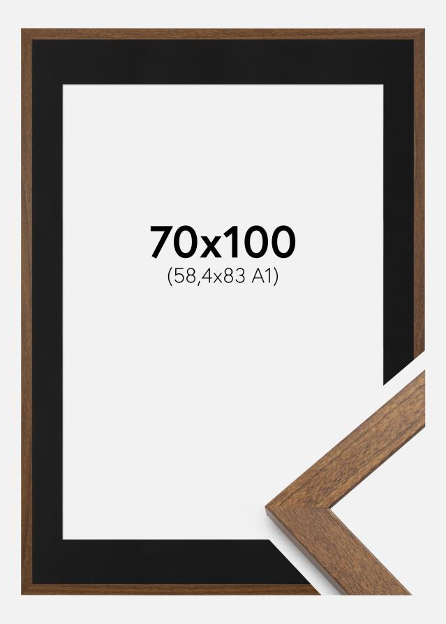 Ram med passepartou Frame Stilren Warm Brown 70x100 cm - Picture Mount Black 59.4x84 cm (A1)