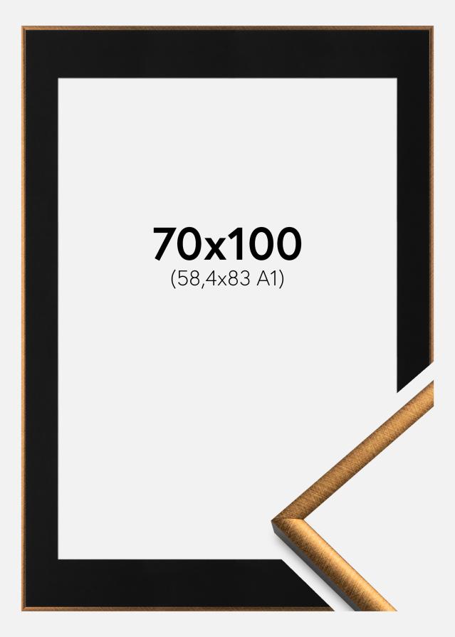 Ram med passepartou Frame New Lifestyle Bronze 70x100 cm - Picture Mount Black 59.4x84 cm (A1)
