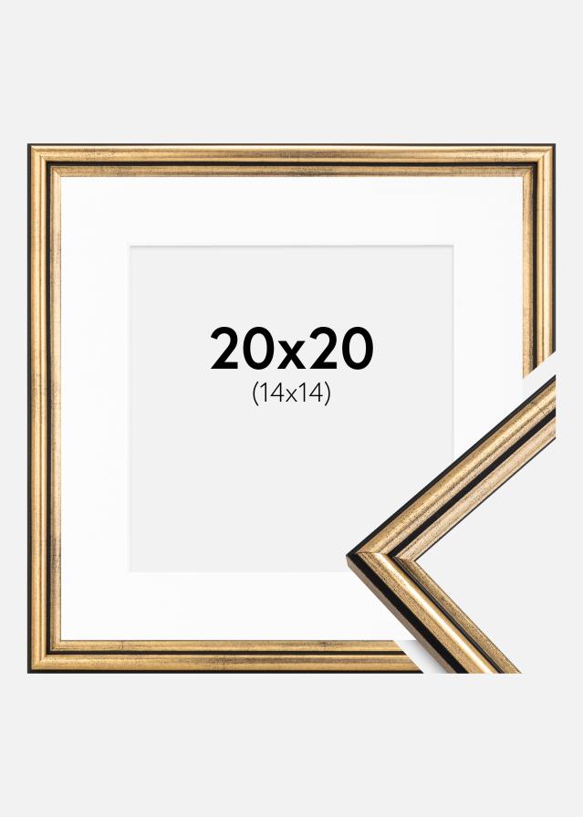 Ram med passepartou Frame Horndal Gold 20x20 cm - Picture Mount White 15x15 cm