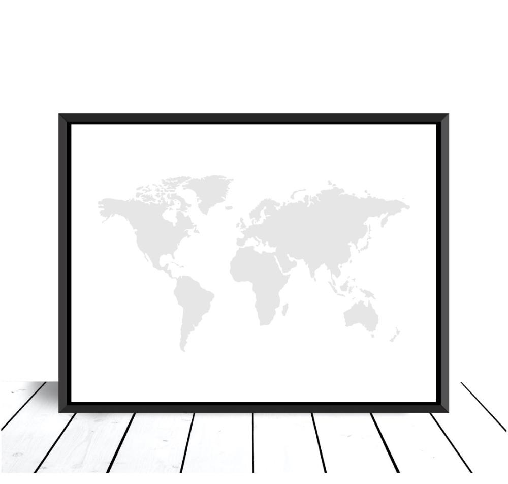 Bildverkstad World map Misty grey Poster