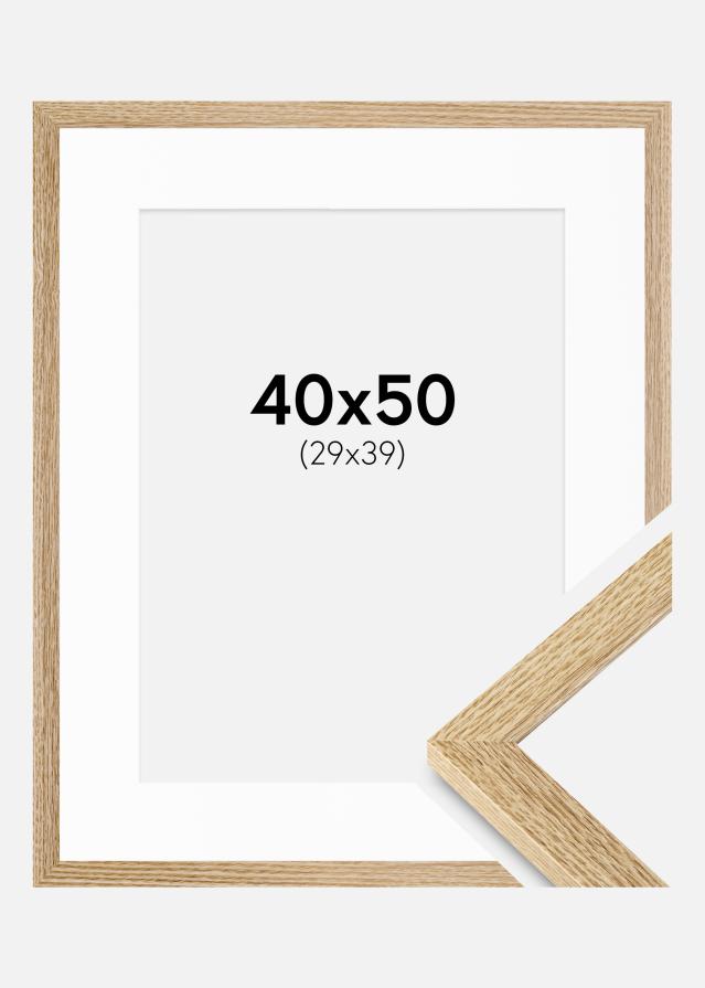 Ram med passepartou Frame Selection Oak 40x50 cm - Picture Mount White 30x40 cm