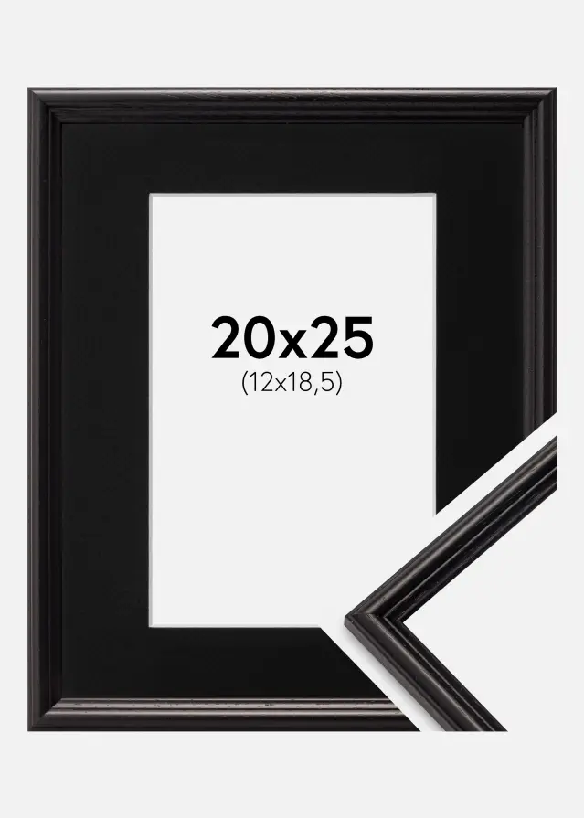 Ram med passepartou Frame Horndal Black 20x25 cm - Picture Mount Black 13x19.5 cm