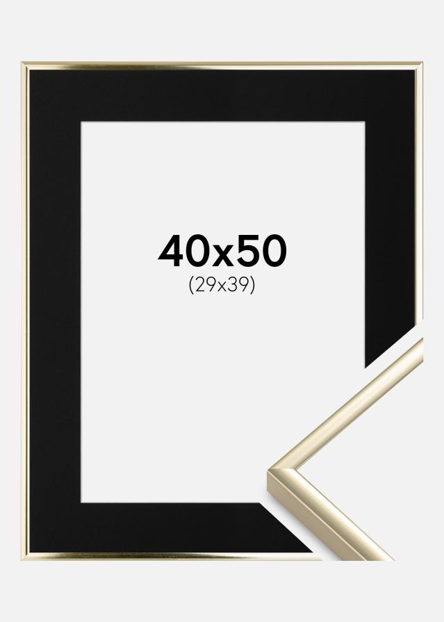 Ram med passepartou Frame Aluminium Shiny Gold 40x50 cm - Picture Mount Black 30x40 cm