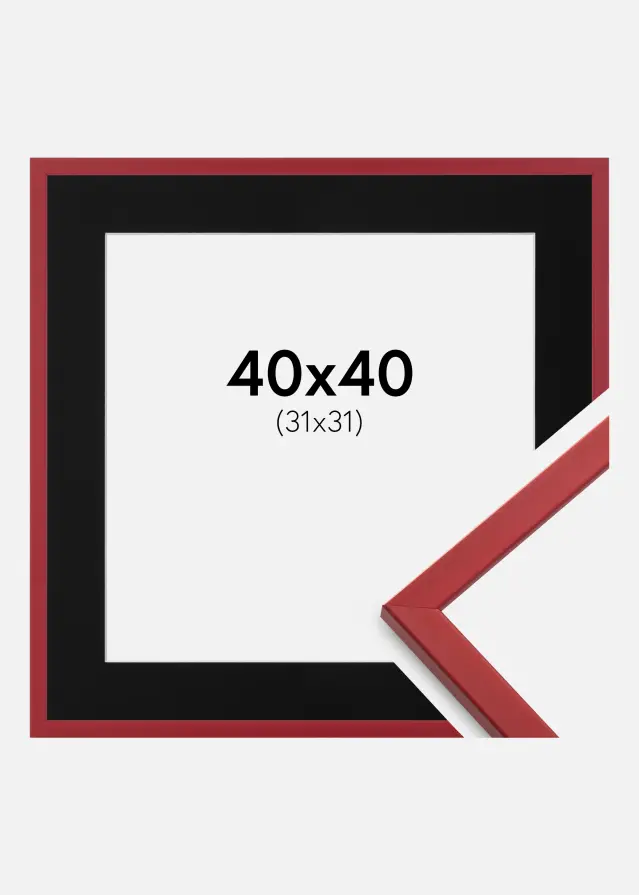 Ram med passepartou Frame Edsbyn Red 40x40 cm - Picture Mount Black 32x32 cm