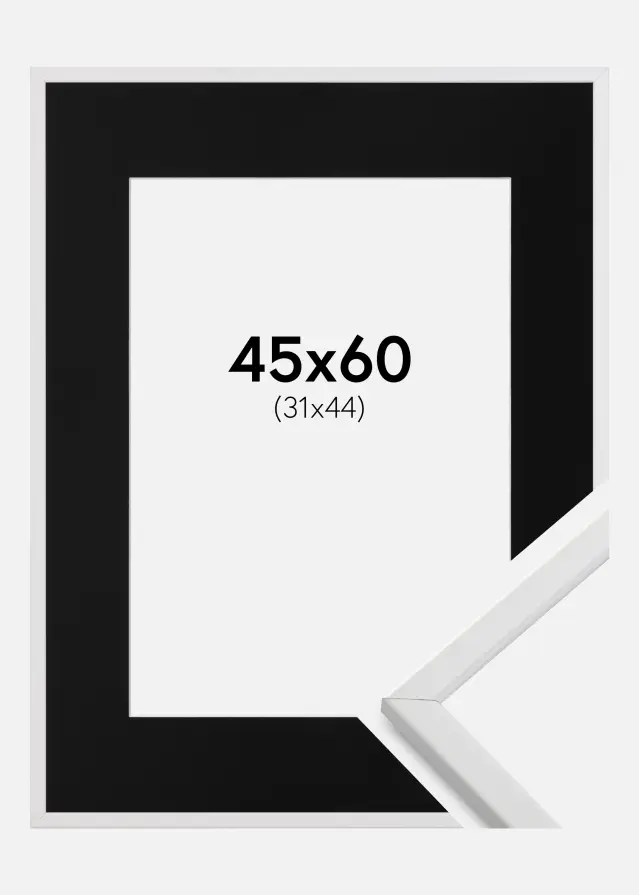 Ram med passepartou Frame Galant White 45x60 cm - Picture Mount Black 32x45 cm
