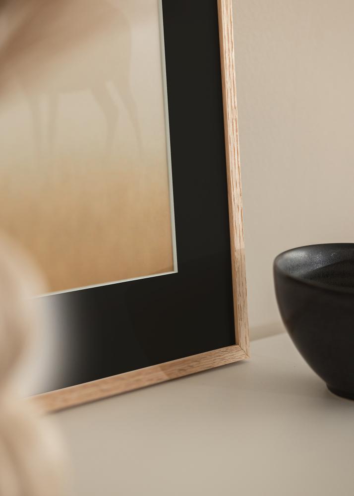 Ram med passepartou Frame Narrow Oak 20x30 cm - Picture Mount Black 15x21 cm (A5)