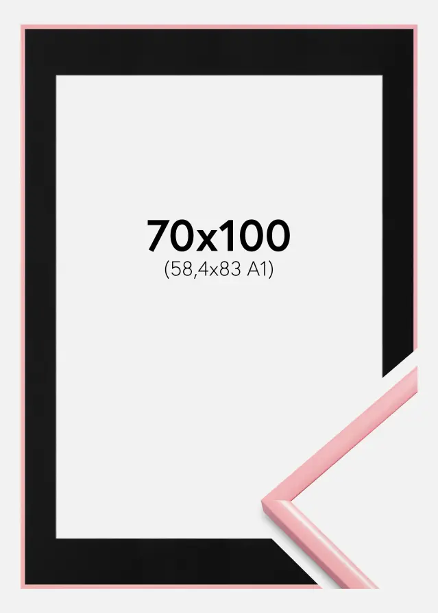 Ram med passepartou Frame New Lifestyle Pink 70x100 cm - Picture Mount Black 59.4x84 cm (A1)