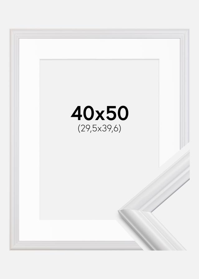 Ram med passepartou Frame Siljan White 40x50 cm - Picture Mount White 12x16 inches