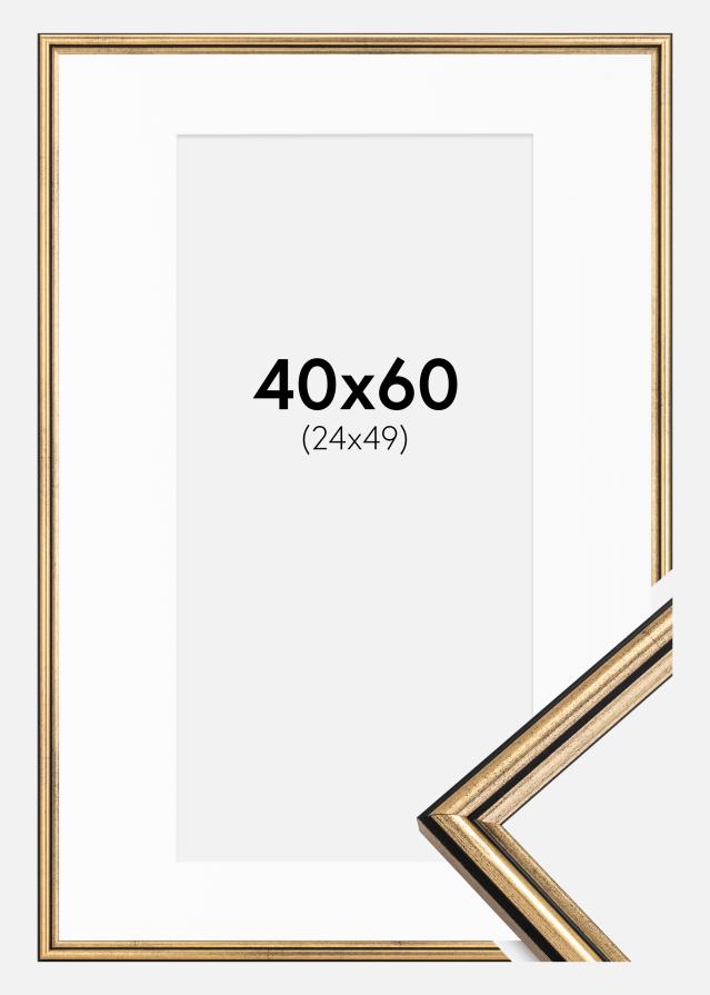 Ram med passepartou Frame Horndal Gold 40x60 cm - Picture Mount White 25x50 cm
