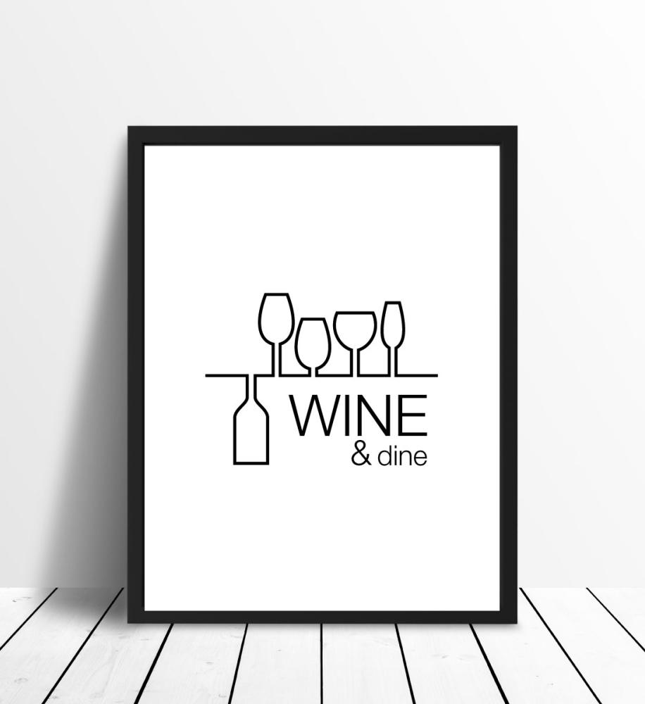 Bildverkstad Wine & dine - White Poster