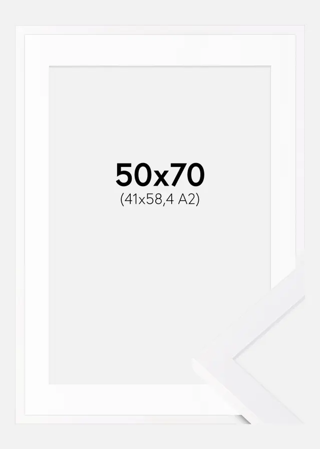 Ram med passepartou Frame Selection White 50x70 cm - Picture Mount White 42x59.4 cm (A2)