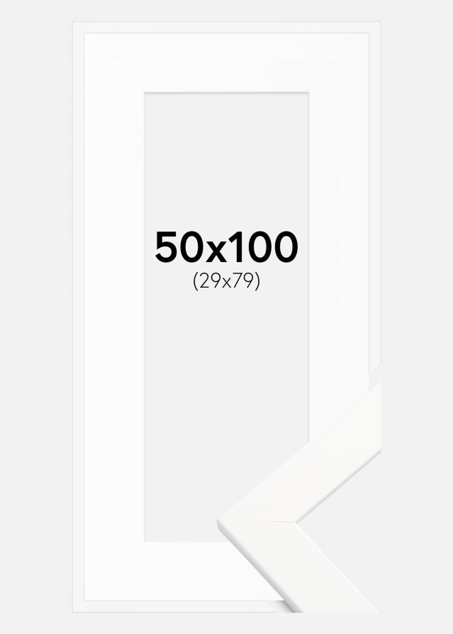 Ram med passepartou Frame Trendline White 50x100 cm - Picture Mount White 30x80 cm