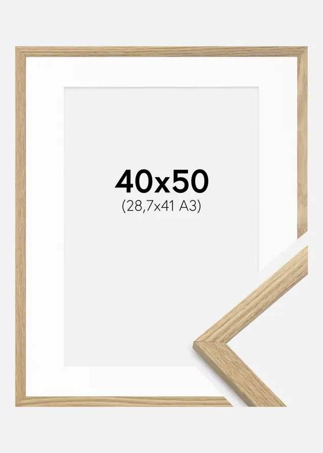 Ram med passepartou Frame Trendy Oak 40x50 cm - Picture Mount White 29.7x42 cm