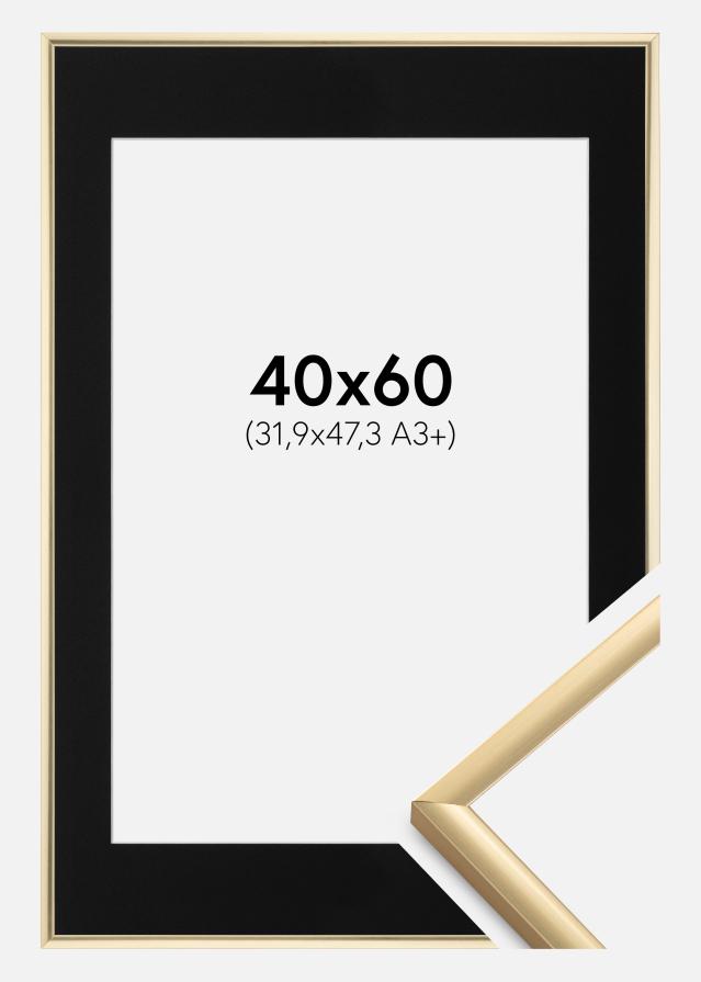 Ram med passepartou Frame New Lifestyle Gold 40x60 cm - Picture Mount Black 32.9x48.3 cm