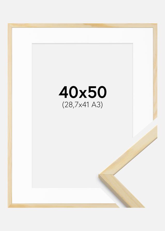 Ram med passepartou Frame Galant Pine 40x50 cm - Picture Mount White 29.7x42 cm