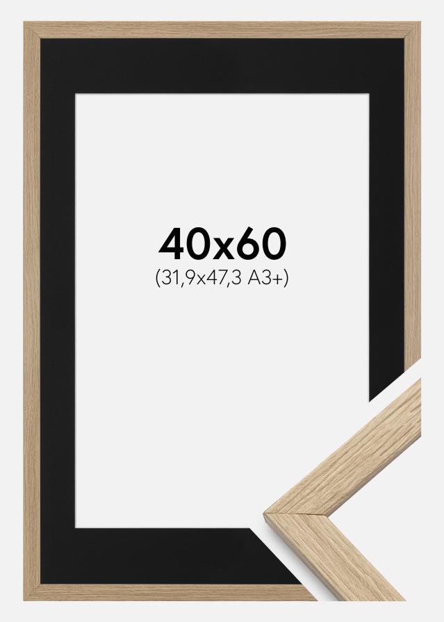 Ram med passepartou Frame Stilren Oak 40x60 cm - Picture Mount Black 32.9x48.3 cm