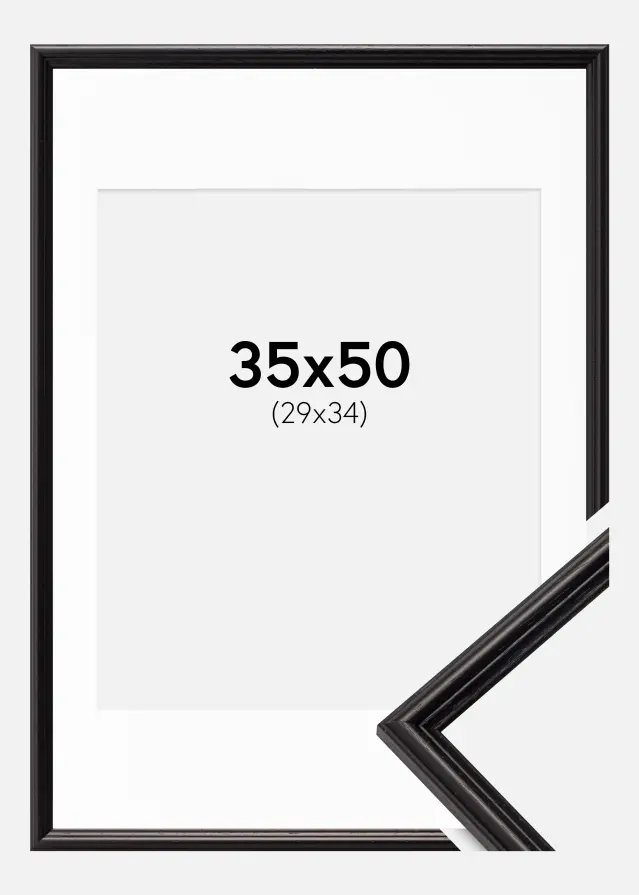 Ram med passepartou Frame Horndal Black 35x50 cm - Picture Mount White 30x35 cm