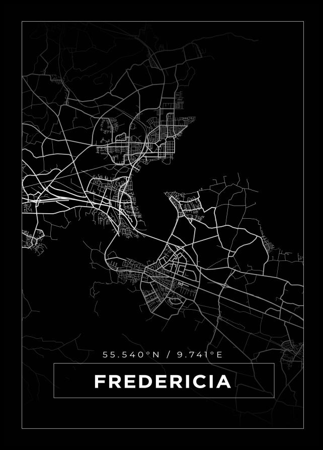 Bildverkstad Map - Fredericia - Black Poster