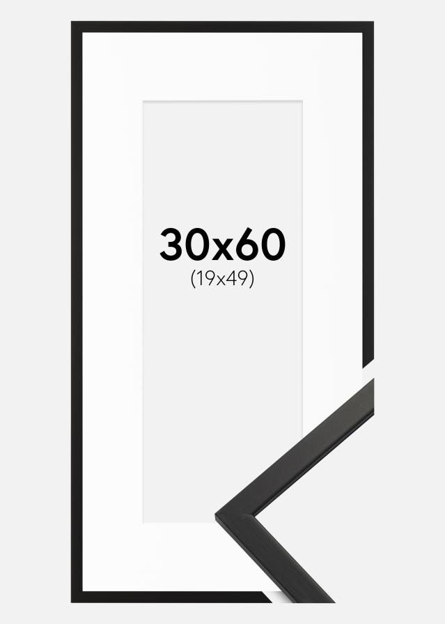 Ram med passepartou Frame Edsbyn Acrylic Glass Black 30x60 cm - Picture Mount White 18x46 cm