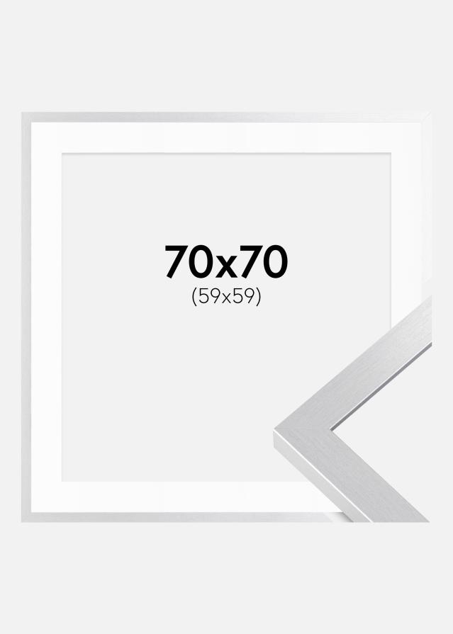 Ram med passepartou Frame Selection Silver 70x70 cm - Picture Mount White 60x60 cm