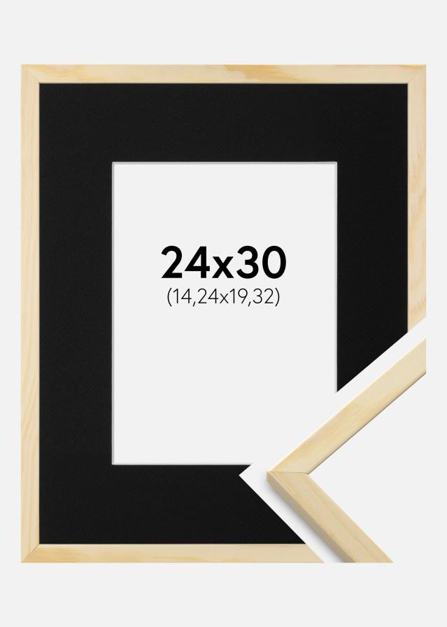 Ram med passepartou Frame Galant Pine 24x30 cm - Picture Mount Black 6x8 inches