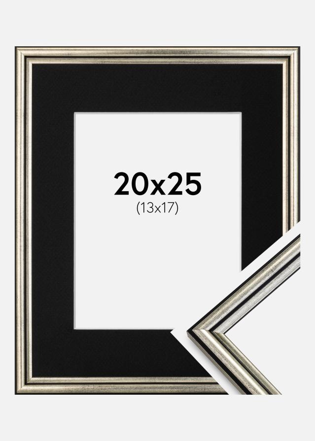 Ram med passepartou Frame Horndal Silver 20x25 cm - Picture Mount Black 14x18 cm
