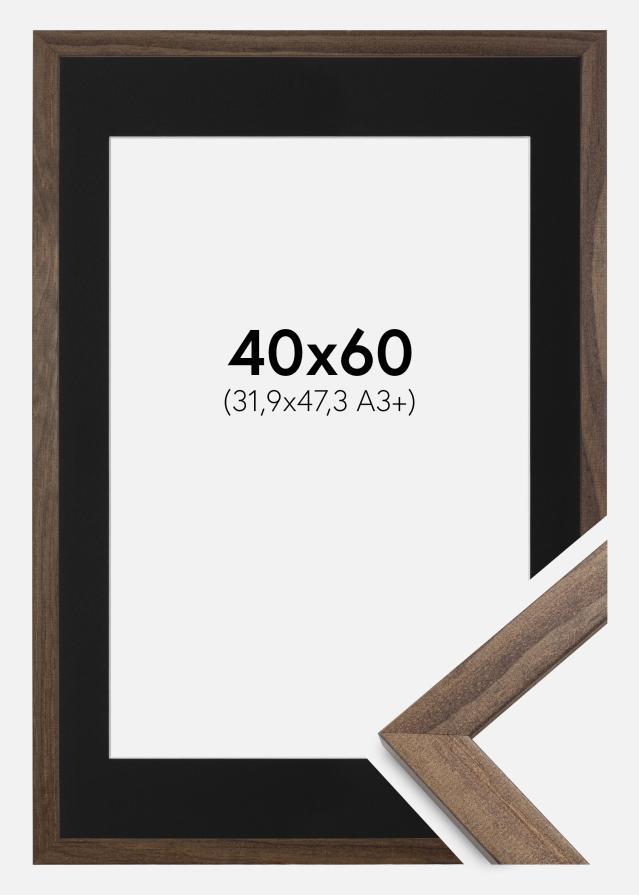 Ram med passepartou Frame Stilren Walnut 40x60 cm - Picture Mount Black 32.9x48.3 cm (A3+)