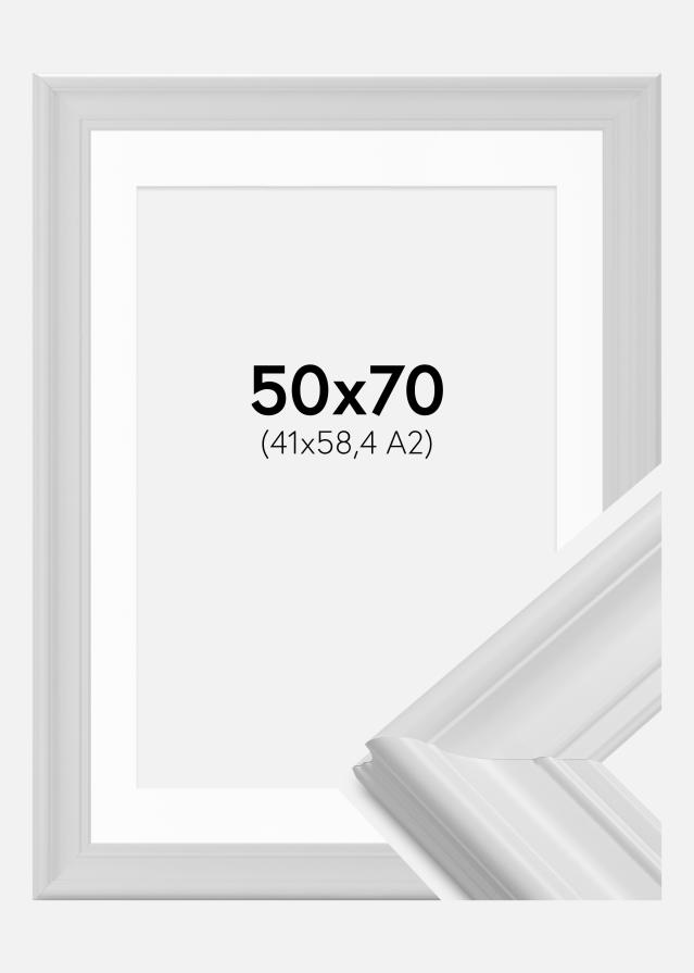Ram med passepartou Frame Mora Premium White 50x70 cm - Picture Mount White 42x59.4 cm (A2)