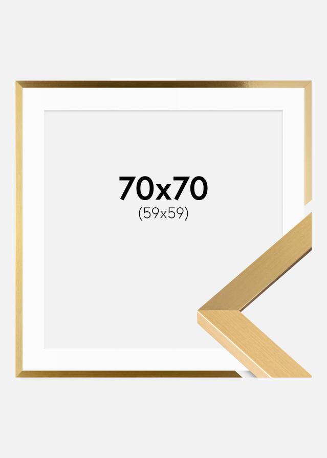 Ram med passepartou Frame Selection Gold 70x70 cm - Picture Mount White 60x60 cm