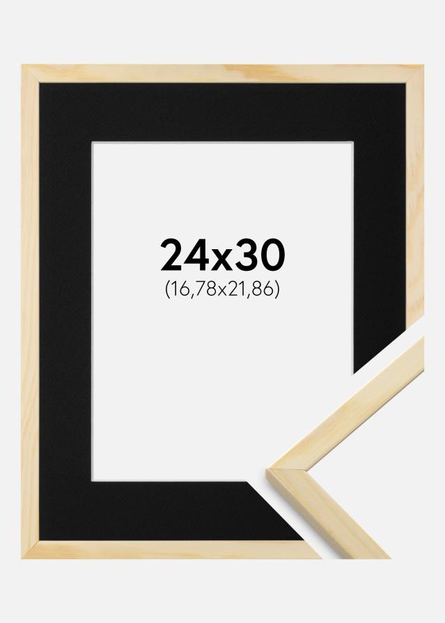 Ram med passepartou Frame Galant Pine 24x30 cm - Picture Mount Black 7x9 inches