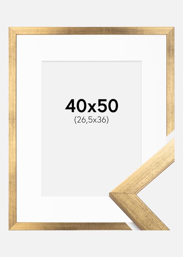 Ram med passepartou Frame Stilren Gold 40x50 cm - Picture Mount White 27.5x37 cm