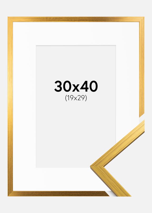 Ram med passepartou Frame Edsbyn Gold 30x40 cm - Picture Mount White 20x30 cm