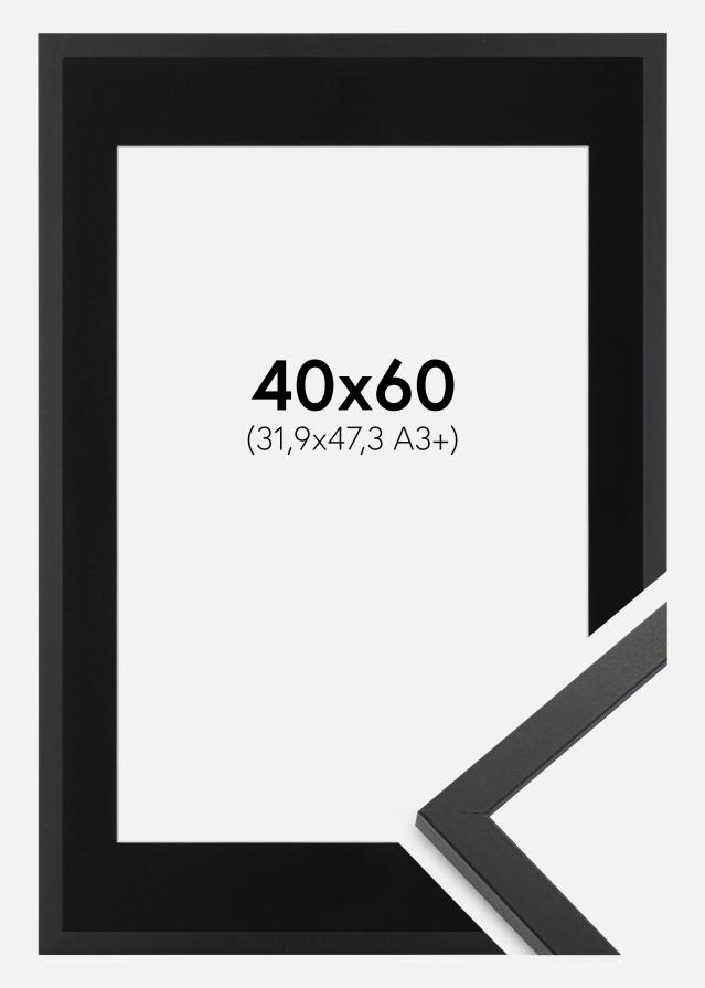 Ram med passepartou Frame Trendy Black 40x60 cm - Picture Mount Black 32.9x48.3 cm (A3+)
