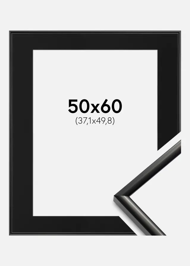 Ram med passepartou Frame New Lifestyle Black 50x60 cm - Picture Mount Black 15x20 inches