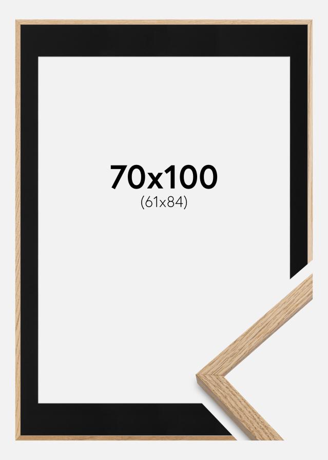 Ram med passepartou Frame Oslo Oak 70x100 cm - Picture Mount Black 61x91.5 cm