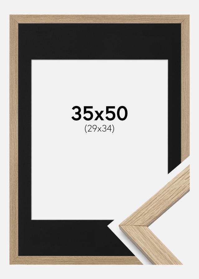 Ram med passepartou Frame Stilren Oak 35x50 cm - Picture Mount Black 30x35 cm