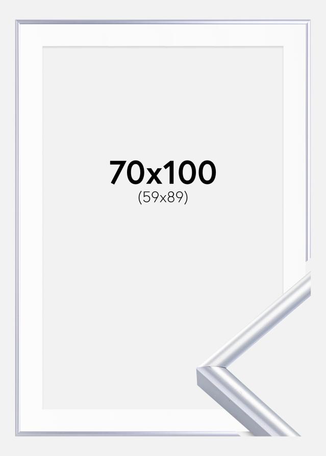 Ram med passepartou Frame Victoria Silver 70x100 cm - Picture Mount White 60x90 cm