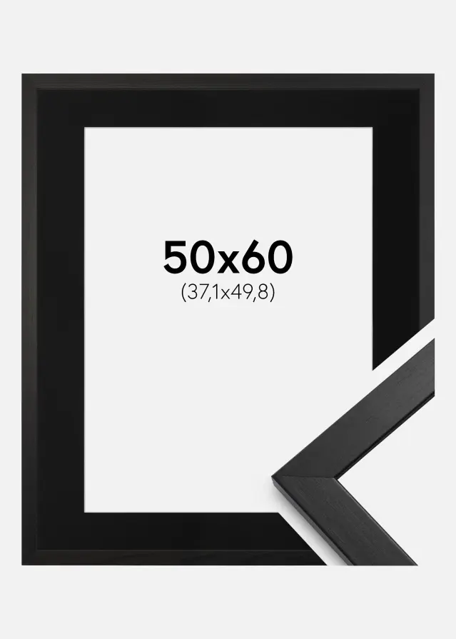 Ram med passepartou Frame Stilren Black 50x60 cm - Picture Mount Black 15x20 inches