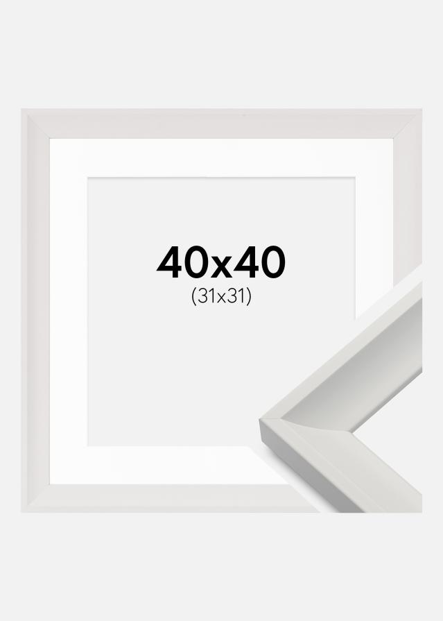 Ram med passepartou Frame Öjaren White 40x40 cm - Picture Mount White 32x32 cm