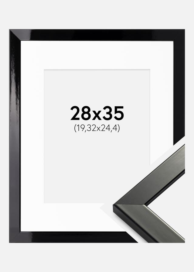 Ram med passepartou Frame Uppsala Black High gloss 28x35 cm - Picture Mount White 8x10 inches