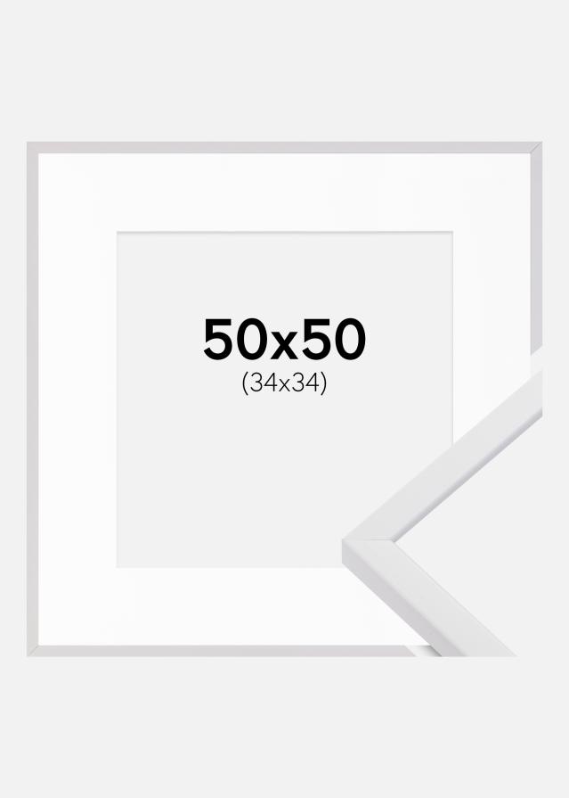 Ram med passepartou Frame E-Line White 50x50 cm - Picture Mount White 35x35 cm