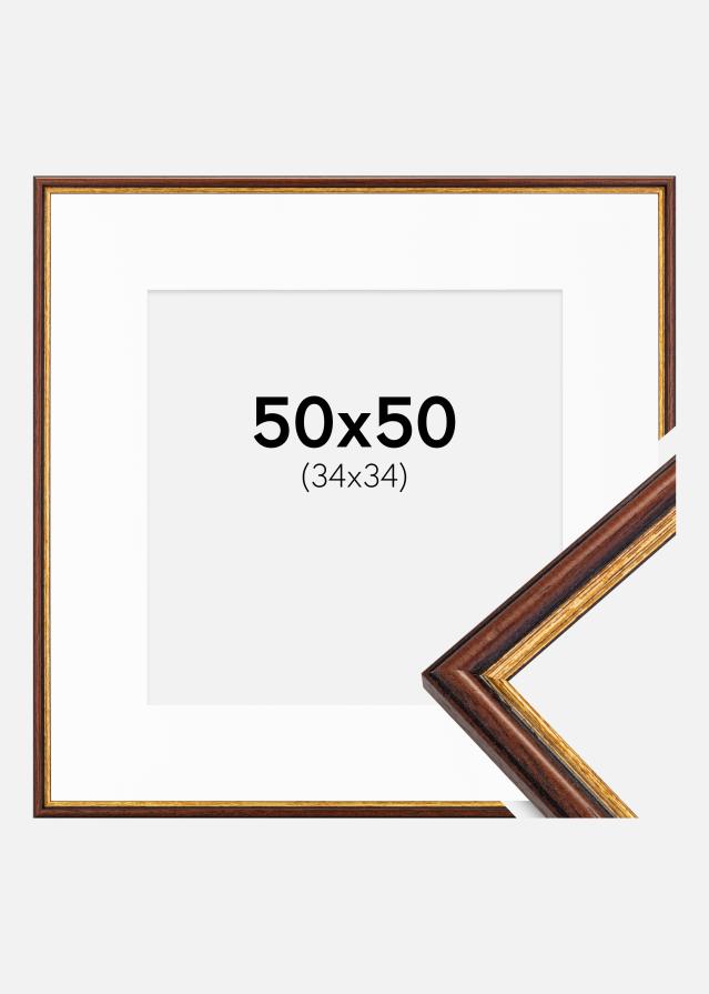 Ram med passepartou Frame Horndal Brown 50x50 cm - Picture Mount White 35x35 cm