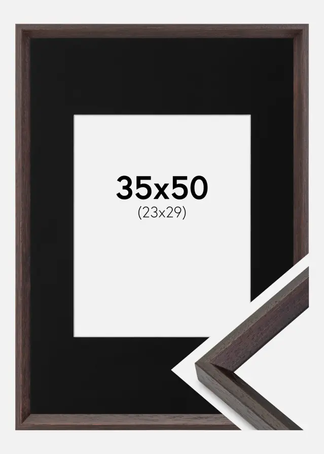 Ram med passepartou Frame Globe Espresso 35x50 cm - Picture Mount Black 24x30 cm