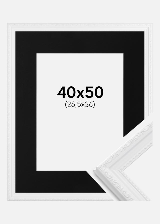 Ram med passepartou Frame Abisko White 40x50 cm - Picture Mount Black 27.5x37 cm