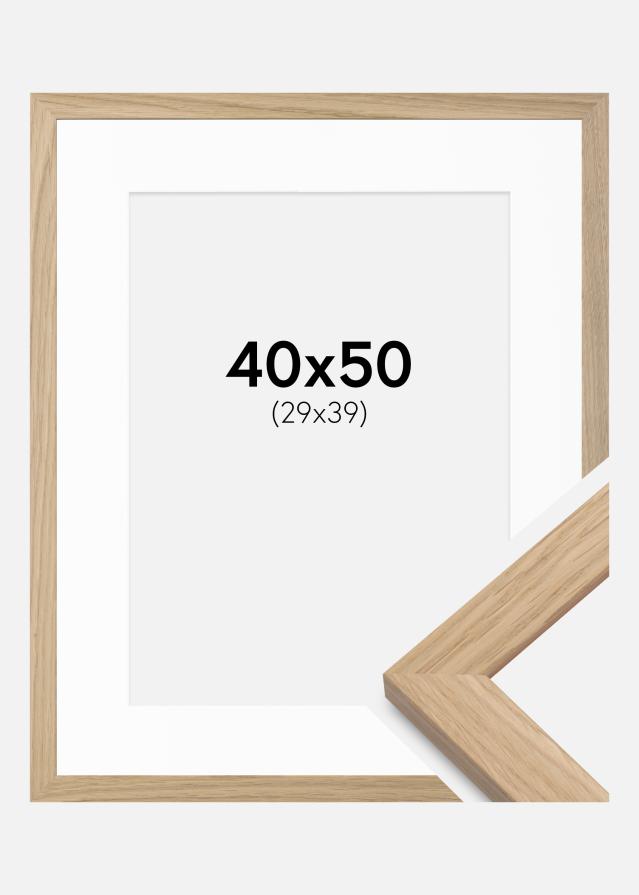 Ram med passepartou Frame Oak Wood 40x50 cm - Picture Mount White 30x40 cm