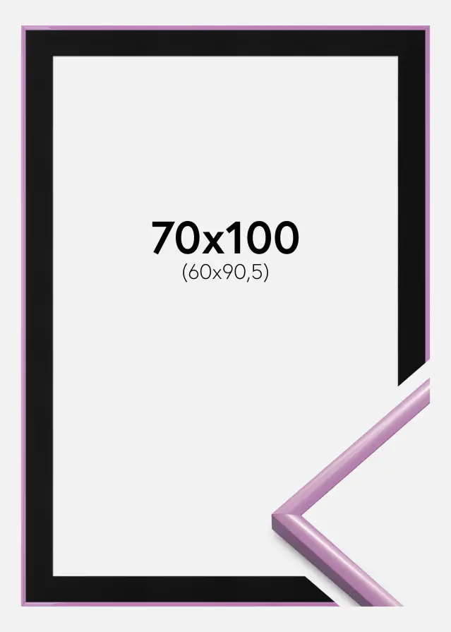 Ram med passepartou Frame New Lifestyle Light Purple 70x100 cm - Picture Mount Black 61x91.5 cm