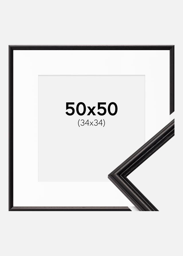 Ram med passepartou Frame Horndal Black 50x50 cm - Picture Mount White 35x35 cm