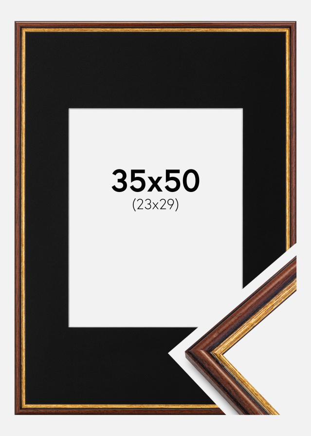 Ram med passepartou Frame Horndal Brown 35x50 cm - Picture Mount Black 24x30 cm