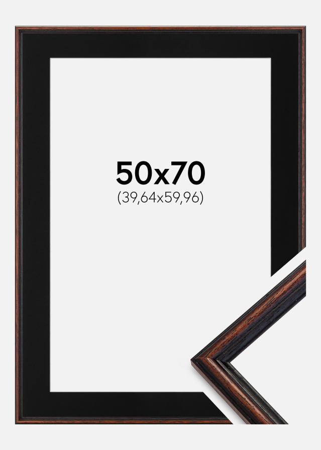 Ram med passepartou Frame Horndal Walnut 50x70 cm - Picture Mount Black 16x24 inches